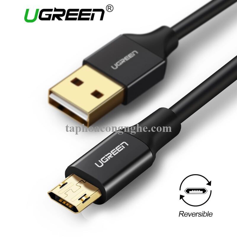 Ugreen 30854 0.5M màu Hồng Cáp sạc truyền dữ liệu USB 2.0 sang MICRO USB dây bọc nhựa PVC US223 30030854